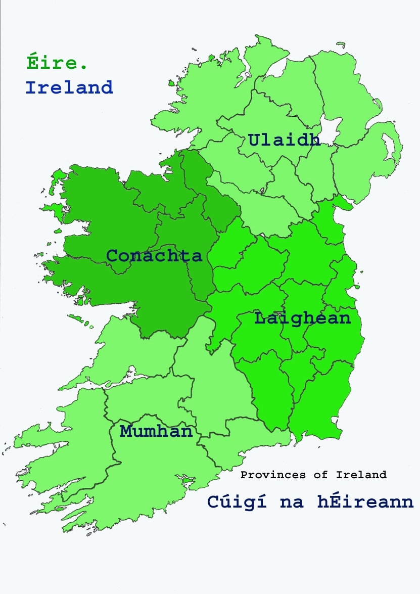 Map of Ireland provinces Ulster Leinster Munster and Connaught Map Ireland Ulster Leinster Munster Connaught