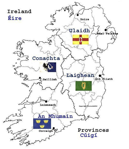 Map of Ireland provinces flags