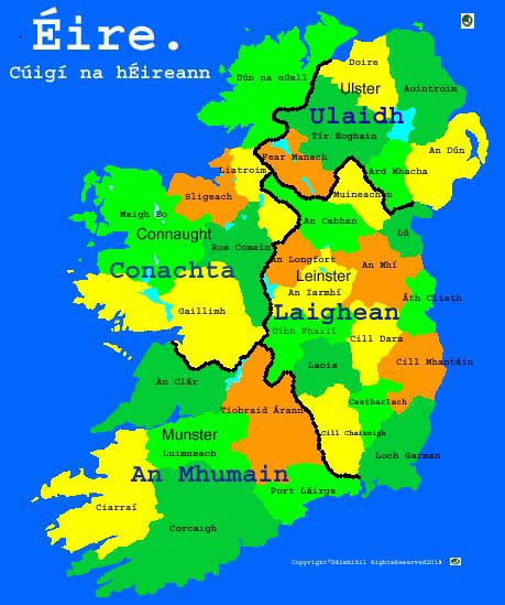 Map of Ireland colour