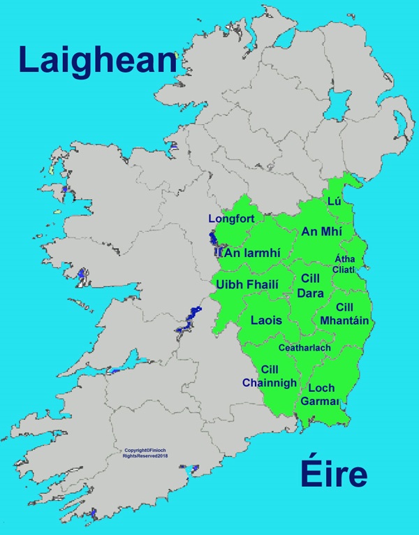 Map of Leinster province and counties