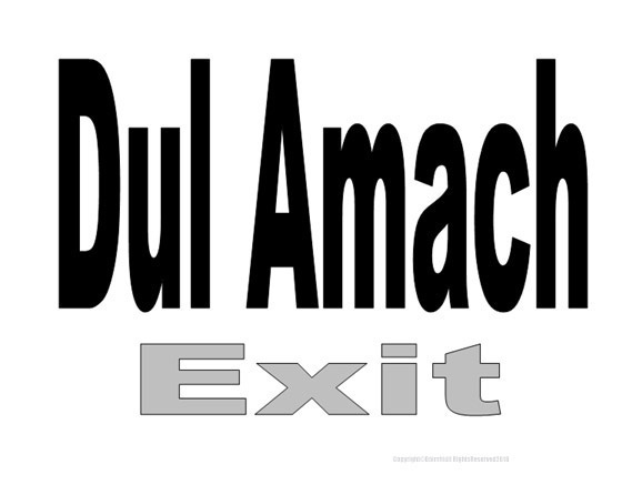 Exit sign Irish Ireland black and white