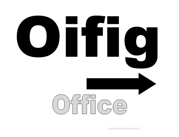 Office arrow right sign Irish Ireland black white