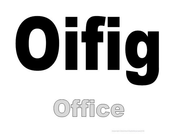 Office sign Irish Ireland black and white