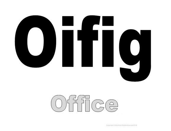 Office sign Irish Ireland black and white